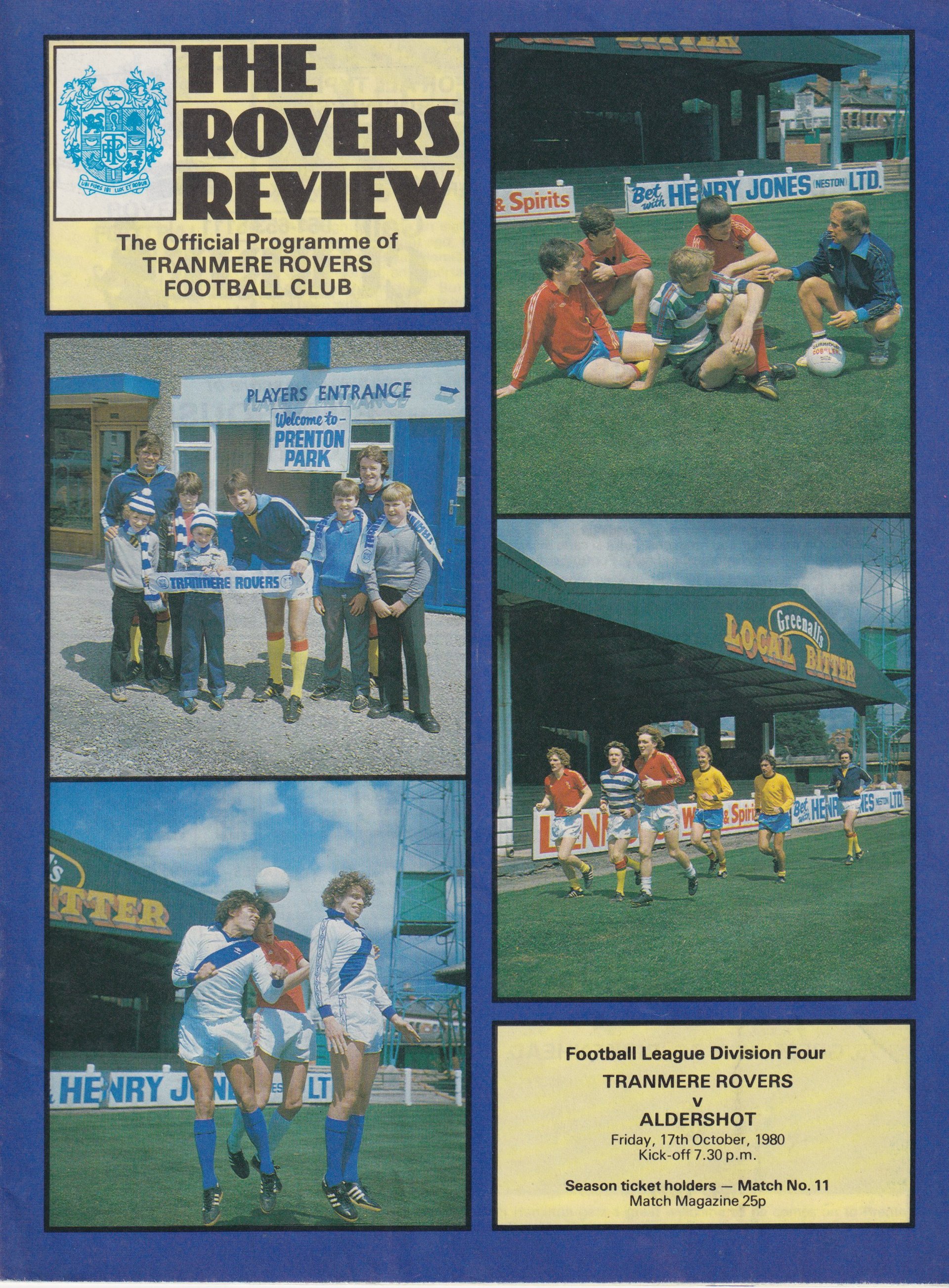 Tranmere Rovers v Aldershot match programme